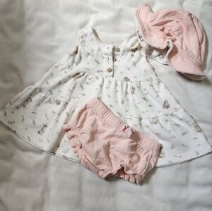 ‼️BUNDLE ONLY‼️ RABBIT BEAR | Floral Dress w/ Hat & Bloomers | 6-9m